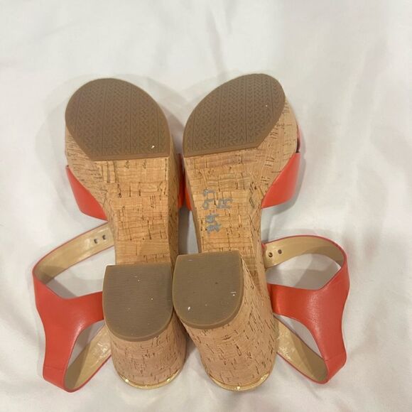 Michael kors Natalia cork platforms orange open toe sandals size 9.5 - Picture 7 of 8